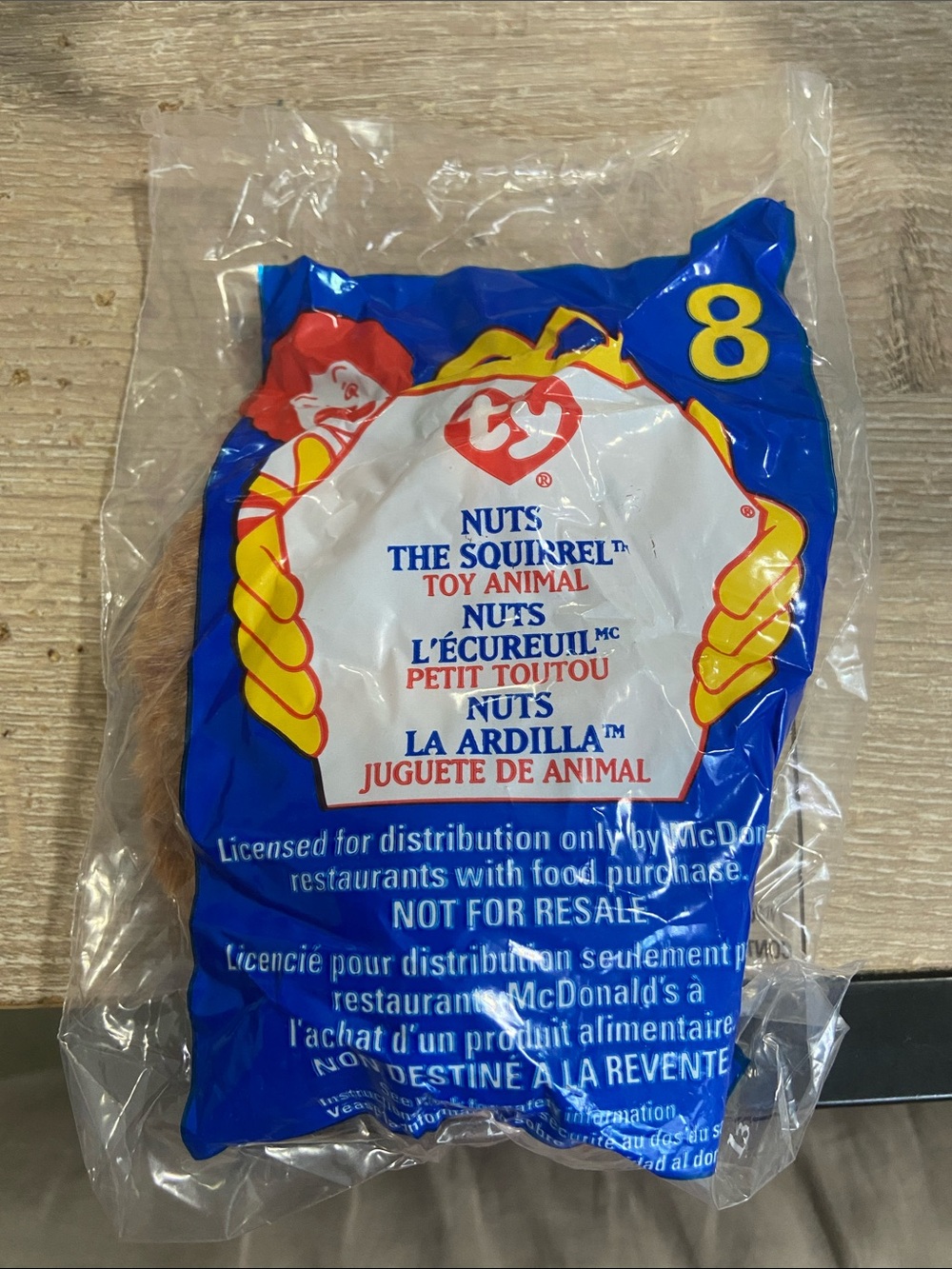 McDonalds 1993 Tag Ty Teenie Beanie Baby Nuts The Squirrel 1999 #8 NIP Retired